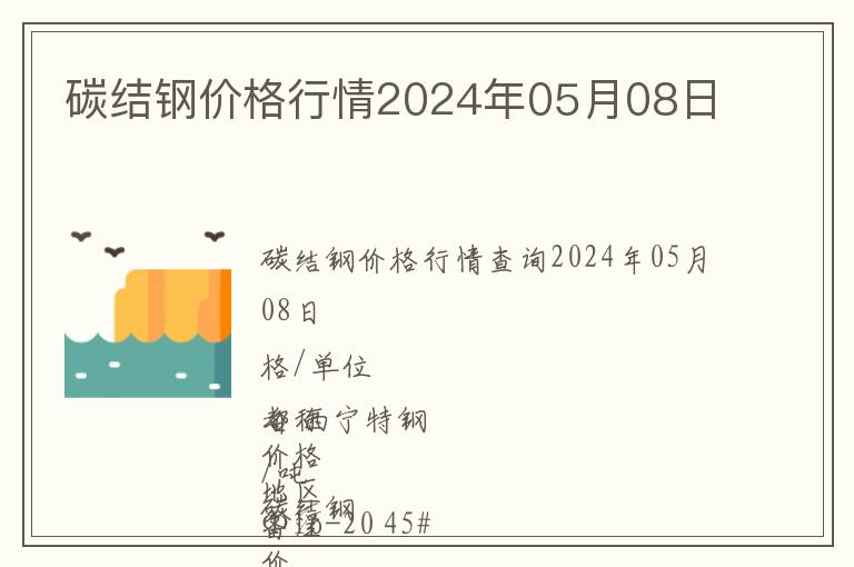 碳結鋼價格行情2024年05月08日
