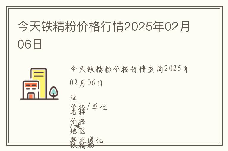 今天鐵精粉價格行情2025年02月06日