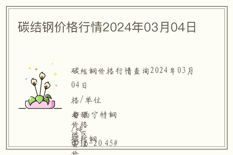 碳結(jié)鋼價(jià)格行情2024年03月04日