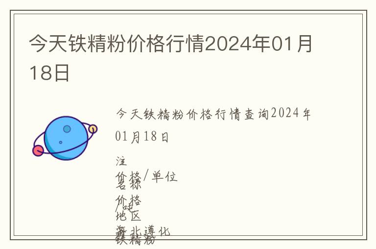 今天鐵精粉價格行情2024年01月18日