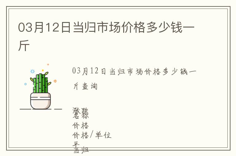 03月12日當歸市場價格多少錢一斤