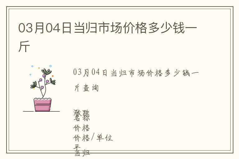 03月04日當(dāng)歸市場價格多少錢一斤