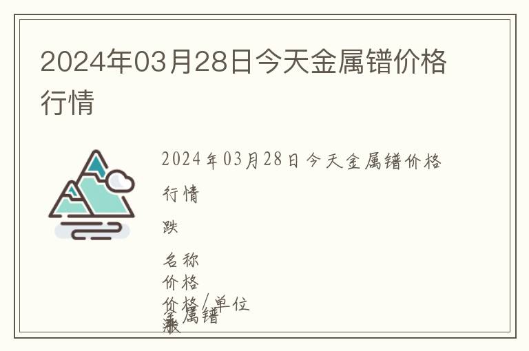 2024年03月28日今天金屬鐠價(jià)格行情