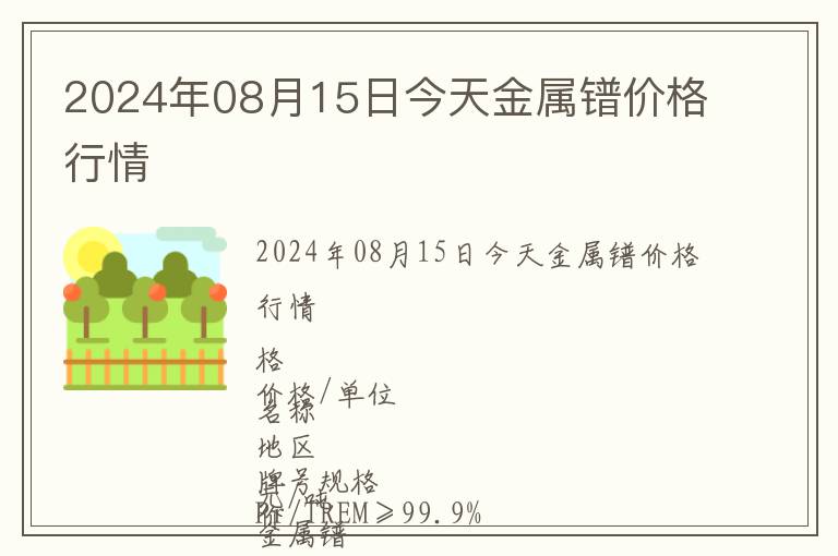 2024年08月15日今天金屬鐠價(jià)格行情