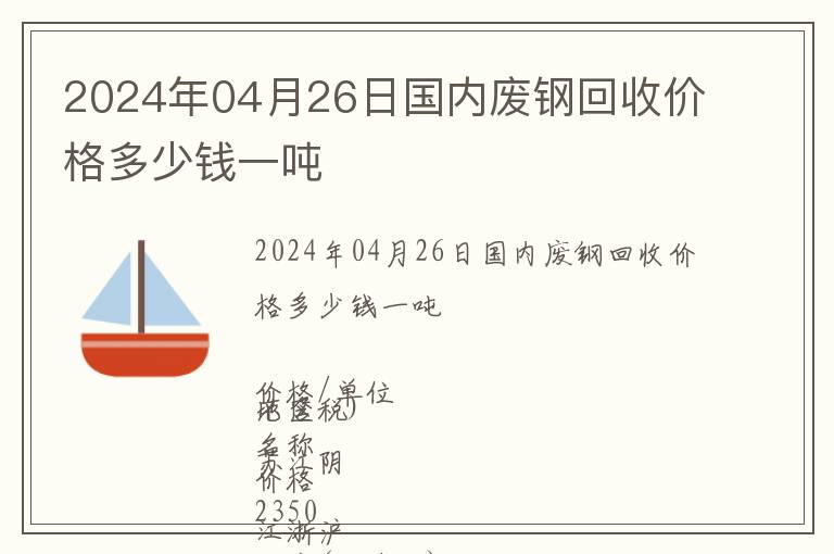 2024年04月26日國內廢鋼回收價格多少錢一噸