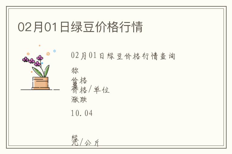 02月01日綠豆價格行情