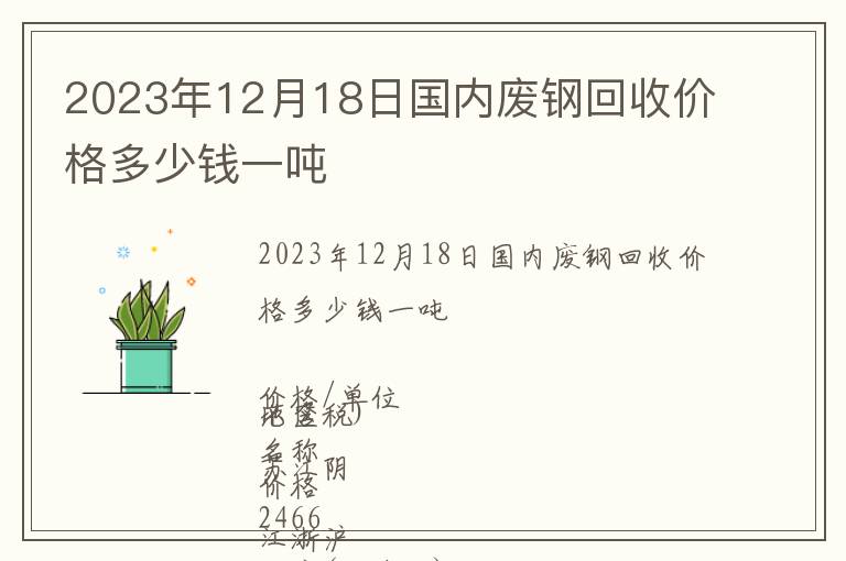 2023年12月18日國(guó)內(nèi)廢鋼回收價(jià)格多少錢一噸