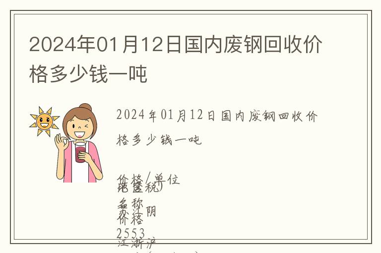2024年01月12日國內(nèi)廢鋼回收價格多少錢一噸
