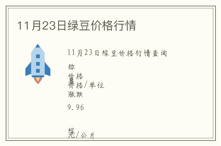 11月23日綠豆價(jià)格行情