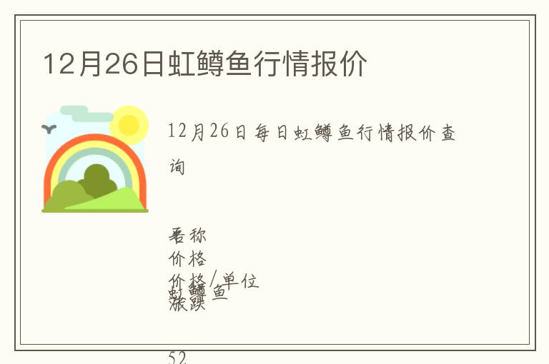 12月26日虹鱒魚行情報價