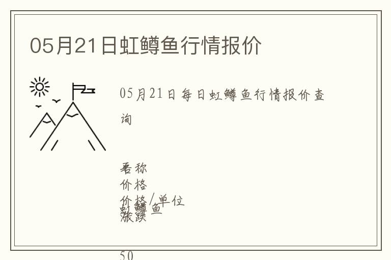 05月21日虹鱒魚行情報(bào)價(jià)