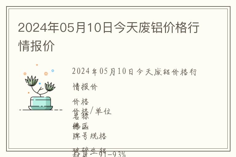 2024年05月10日今天廢鋁價(jià)格行情報(bào)價(jià)