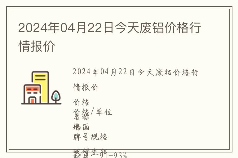 2024年04月22日今天廢鋁價(jià)格行情報(bào)價(jià)