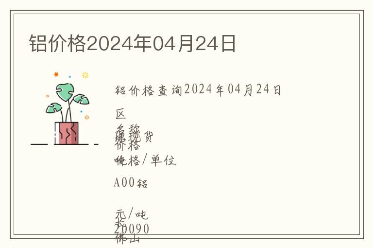 鋁價(jià)格2024年04月24日