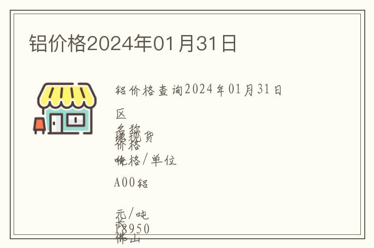 鋁價格2024年01月31日