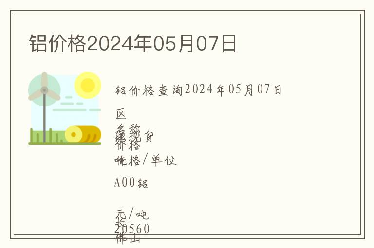 鋁價(jià)格2024年05月07日