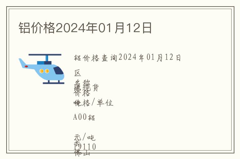 鋁價格2024年01月12日