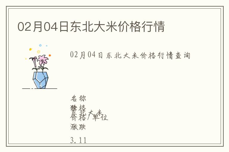 02月04日東北大米價(jià)格行情