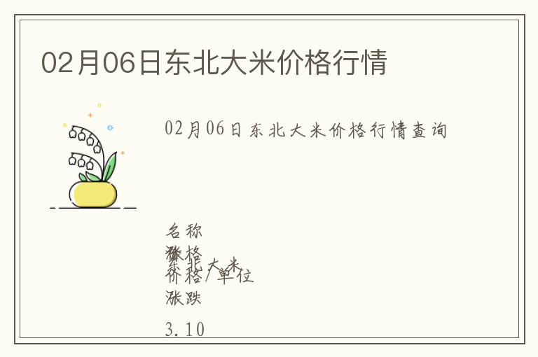 02月06日東北大米價格行情