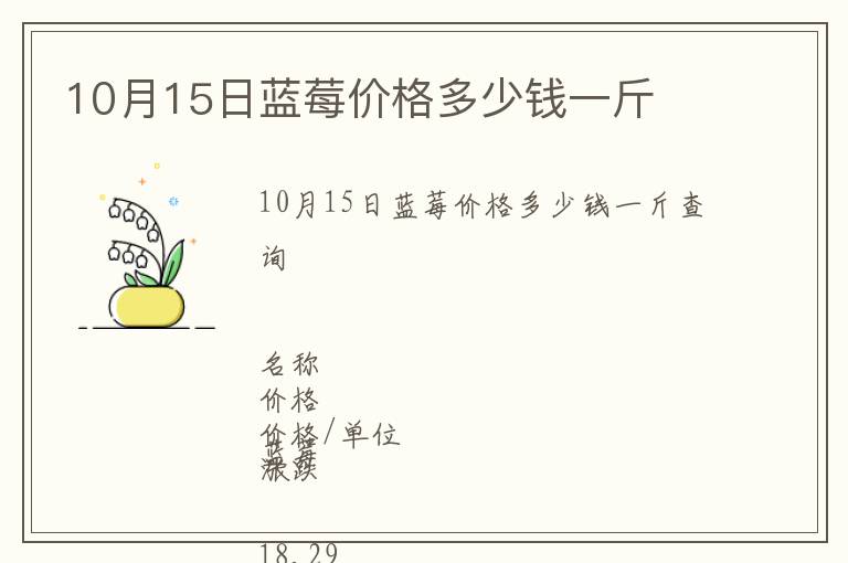 10月15日藍(lán)莓價(jià)格多少錢一斤