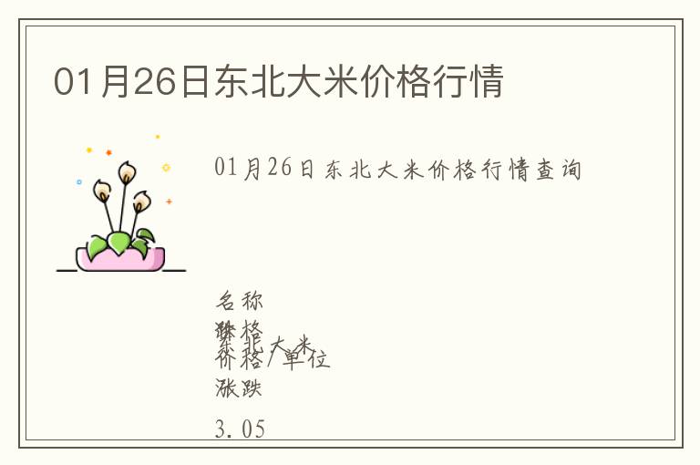 01月26日東北大米價(jià)格行情