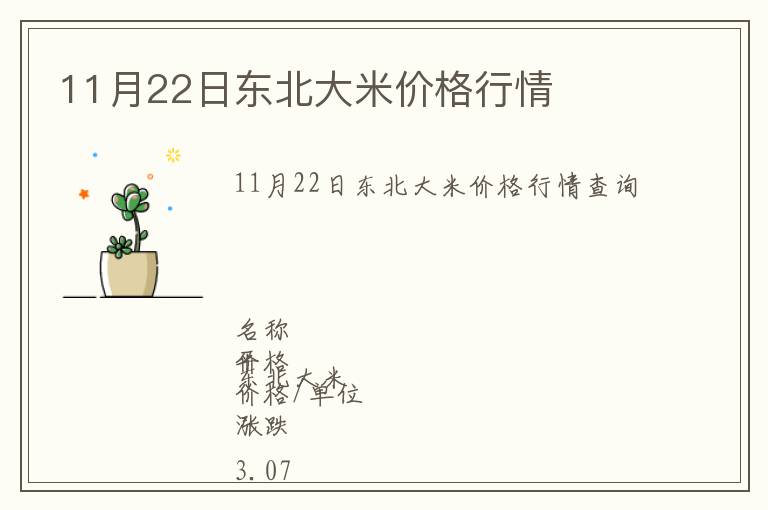 11月22日東北大米價(jià)格行情