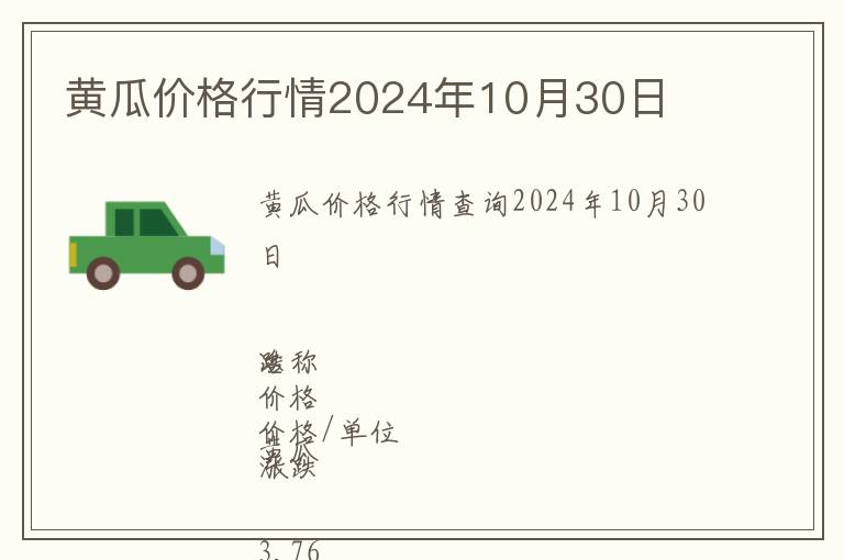 黃瓜價(jià)格行情2024年10月30日