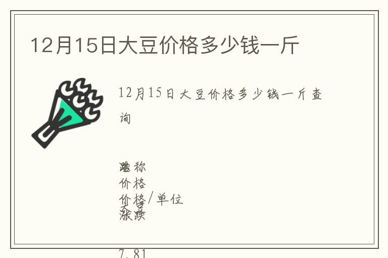 12月15日大豆價格多少錢一斤