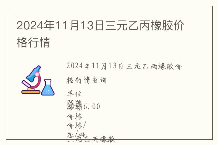 2024年11月13日三元乙丙橡膠價(jià)格行情