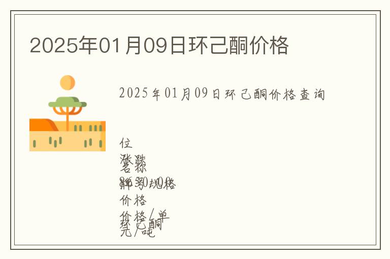 2025年01月09日環(huán)己酮價格