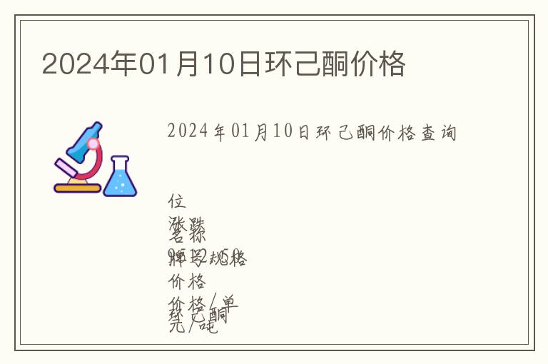 2024年01月10日環(huán)己酮價(jià)格