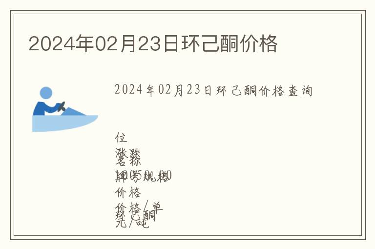 2024年02月23日環己酮價格