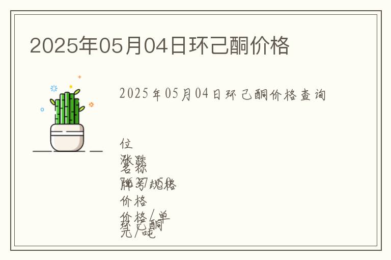 2025年05月04日環(huán)己酮價格