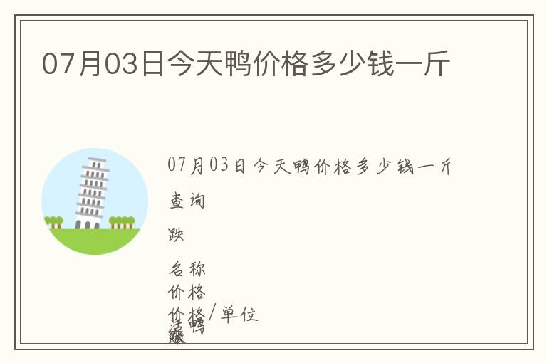 07月03日今天鴨價格多少錢一斤