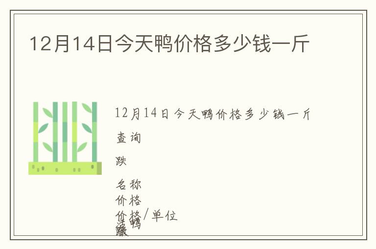 12月14日今天鴨價(jià)格多少錢一斤