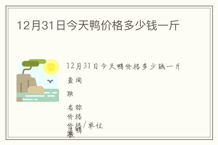 12月31日今天鴨價(jià)格多少錢一斤