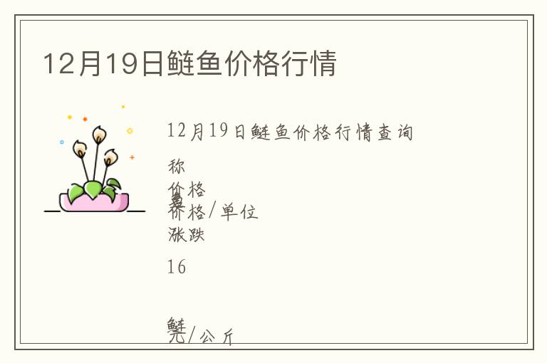 12月19日鰱魚價(jià)格行情