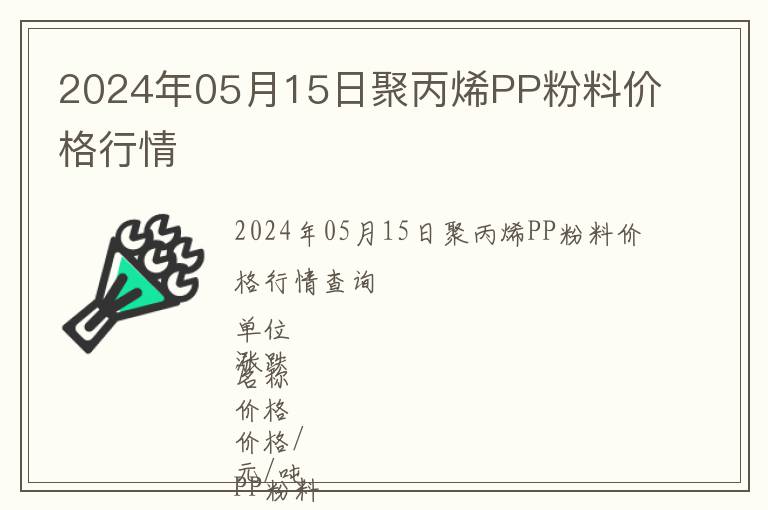 2024年05月15日聚丙烯PP粉料價(jià)格行情
