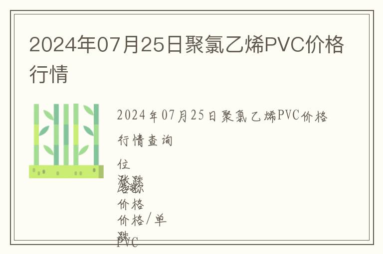 2024年07月25日聚氯乙烯PVC價(jià)格行情