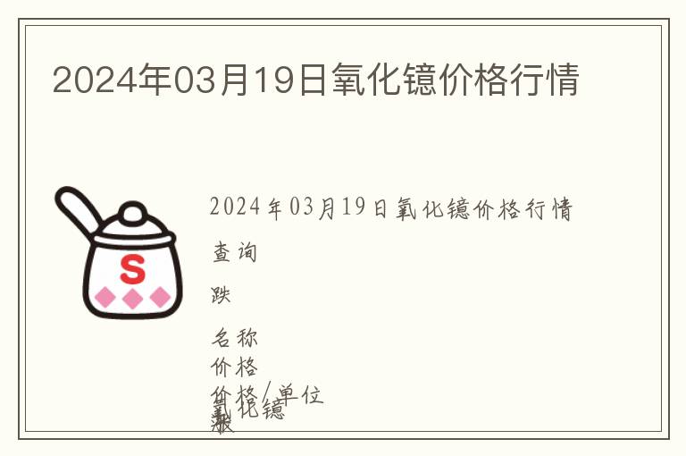 2024年03月19日氧化鐿價(jià)格行情