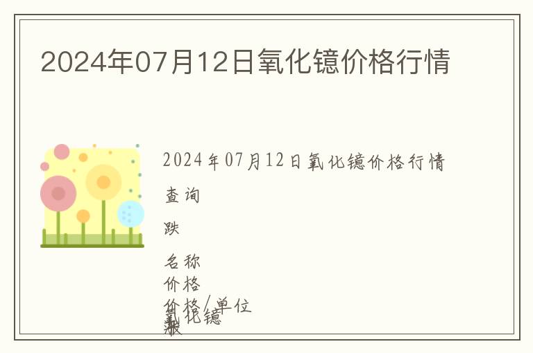 2024年07月12日氧化鐿價格行情