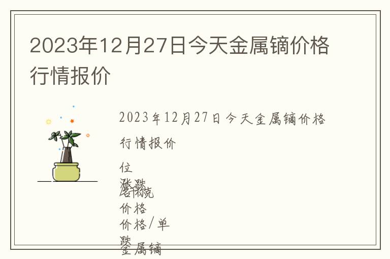 2023年12月27日今天金屬鏑價格行情報價