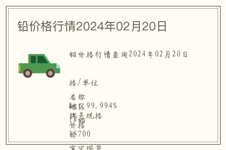 鉛價(jià)格行情2024年02月20日