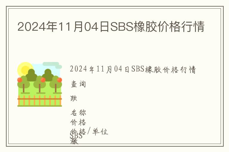 2024年11月04日SBS橡膠價格行情