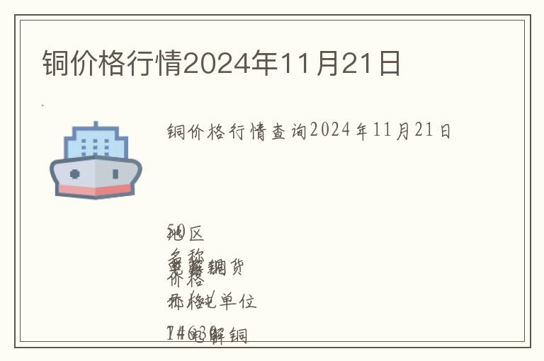 銅價(jià)格行情2024年11月21日