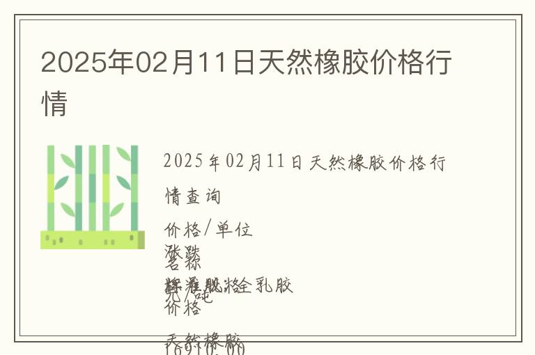 2025年02月11日天然橡膠價格行情