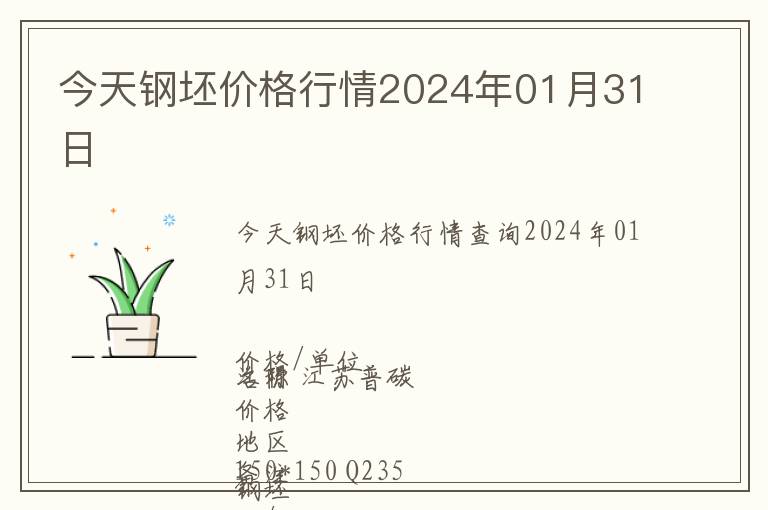 今天鋼坯價(jià)格行情2024年01月31日