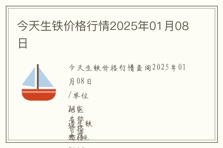 今天生鐵價格行情2025年01月08日