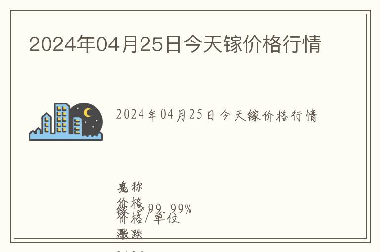 2024年04月25日今天鎵價(jià)格行情