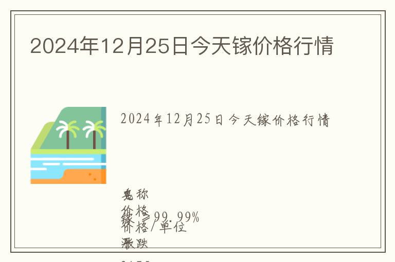 2024年12月25日今天鎵價格行情